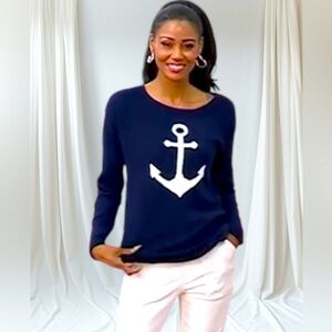 Belle by Kim Gravel Navy Anchor Sweater